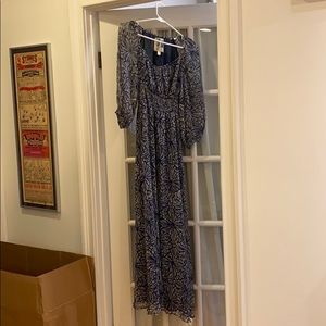 Blue and grey long Anthropologie dress